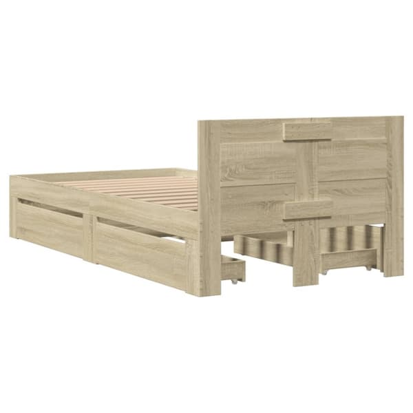 sengeramme med sengegavl 90x200 cm konstrueret træ sonoma-eg