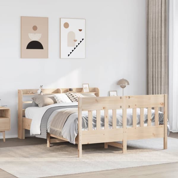 Sängram utan madrass 160x200 cm massiv furu