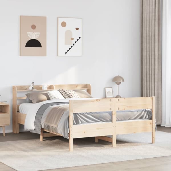 Sängram utan madrass 140x200 cm massiv furu
