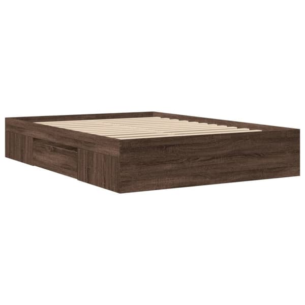sengeramme 140x190 cm uden madras konstrueret træ brunt eg