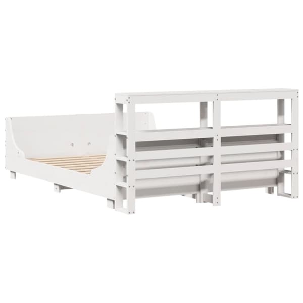sengeramme uden madras 150x200 cm massivt fyrretræ hvid