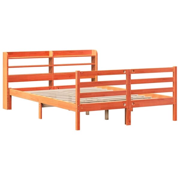 sengeramme uden madras 140x200 cm massivt fyr gyldenbrun