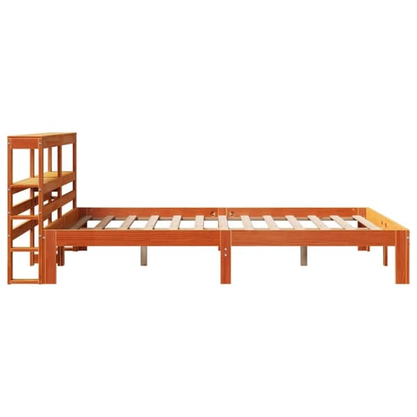 sengeramme uden madras 135x190 cm massivt fyrretræ brun