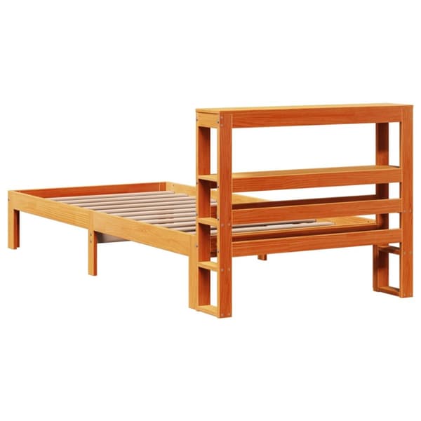 Sängram utan madrass vaxbrun 75x190 cm massiv furu