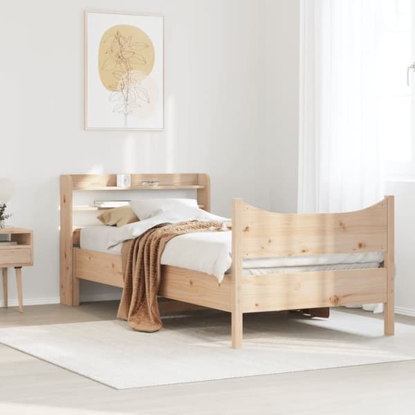 sengeramme med sengegavl 90x200 cm massivt fyrretræ