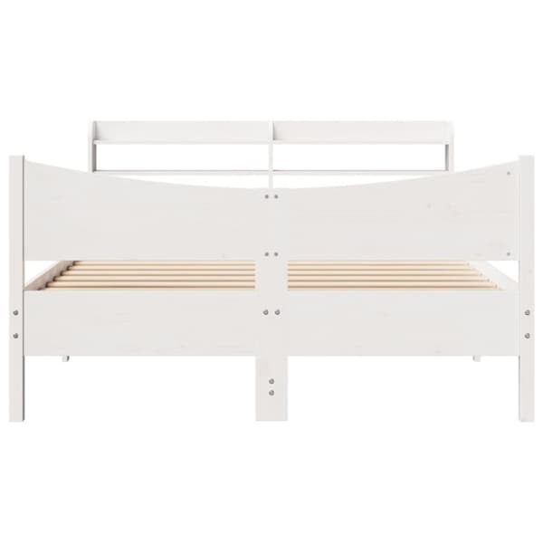 sengeramme med sengegavl 140x200 cm massivt fyrretræ hvid