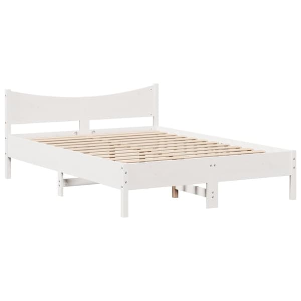 sengeramme med sengegavl 140x200 cm massivt fyrretræ hvid
