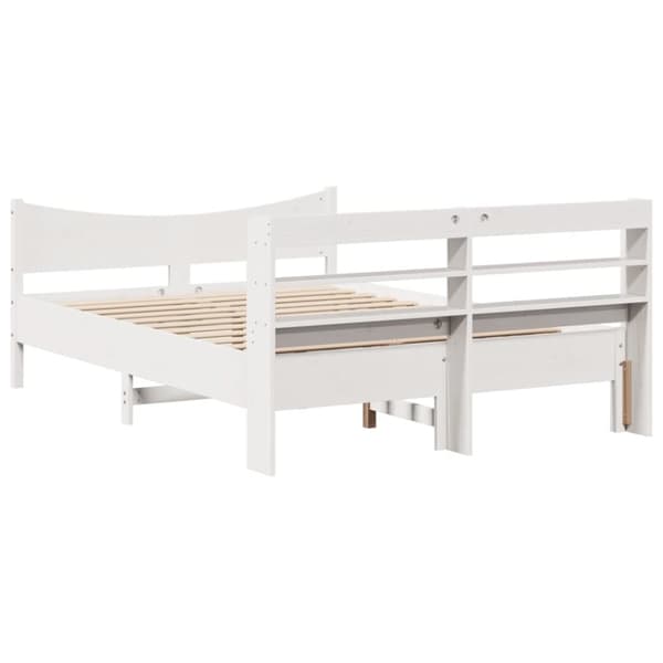 sengeramme med sengegavl 140x200 cm massivt fyrretræ hvid