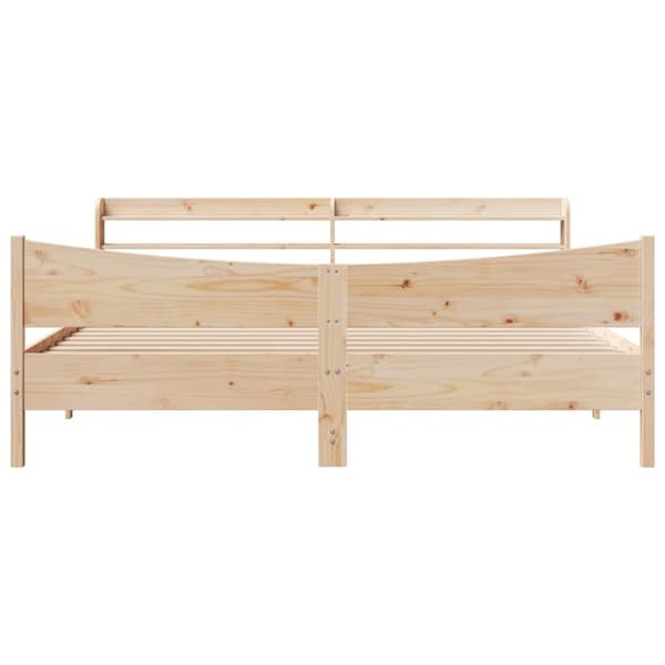 sengeramme med sengegavl 200x200 cm massivt fyrretræ