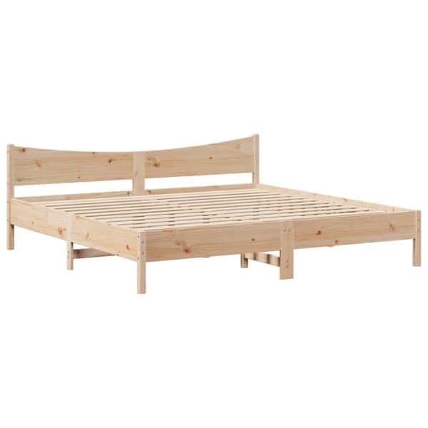 sengeramme med sengegavl 200x200 cm massivt fyrretræ