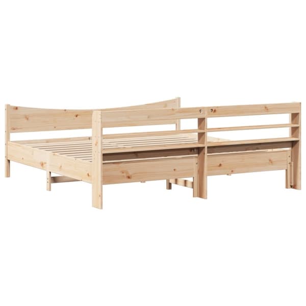 sengeramme med sengegavl 200x200 cm massivt fyrretræ