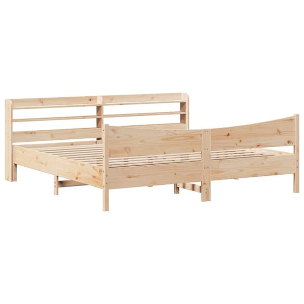 sengeramme med sengegavl 200x200 cm massivt fyrretræ