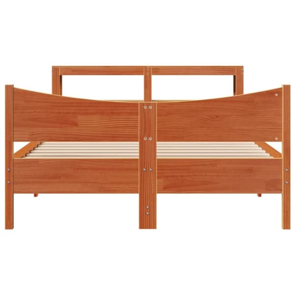 sengeramme med sengegavl 140x200 cm massivt fyrretræ gyldenbrun