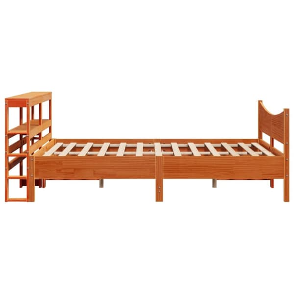 sengeramme med sengegavl 140x200 cm massivt fyrretræ gyldenbrun