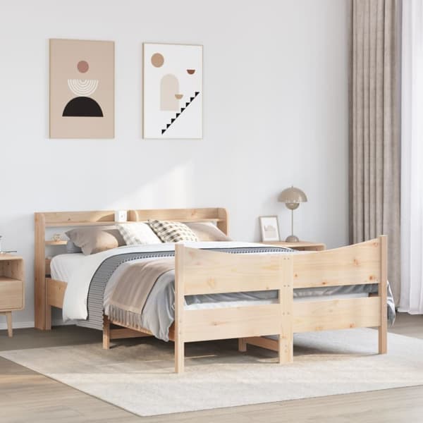 sengeramme med sengegavl 120x200 cm massivt fyrretræ hvid