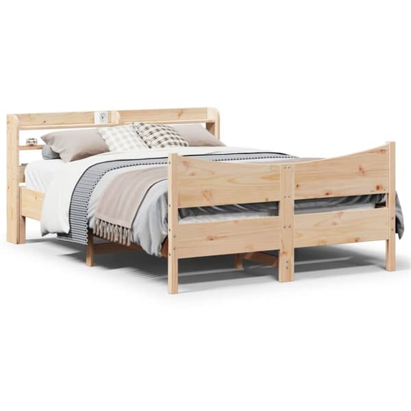 sengeramme med sengegavl 120x200 cm massivt fyrretræ hvid