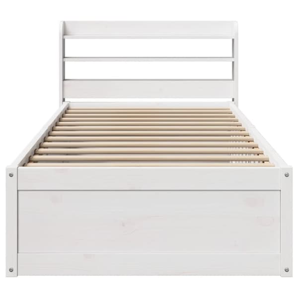 sengeramme med sengegavl 90x200 cm massivt fyrretræ hvid