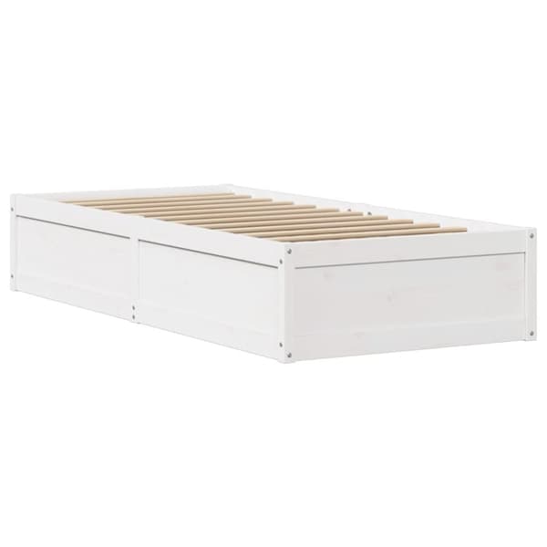 sengeramme med sengegavl 90x200 cm massivt fyrretræ hvid