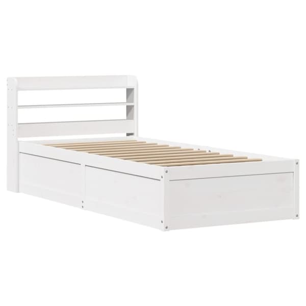 sengeramme med sengegavl 90x200 cm massivt fyrretræ hvid