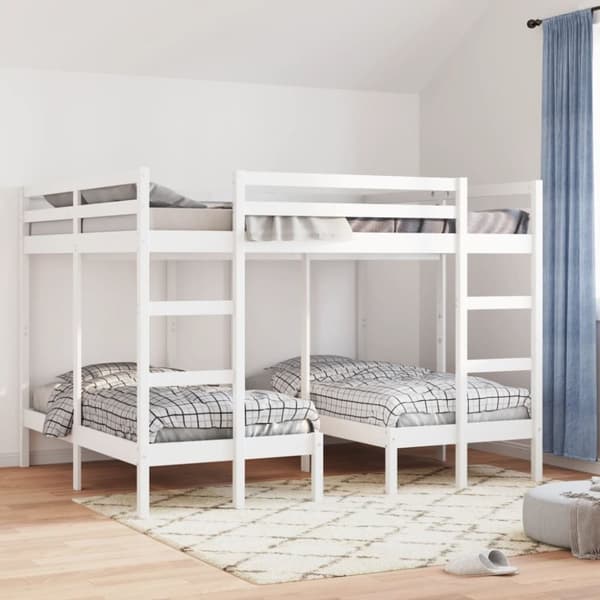 Våningssäng 3 platser vit 140x200/70x140 cm massiv furu