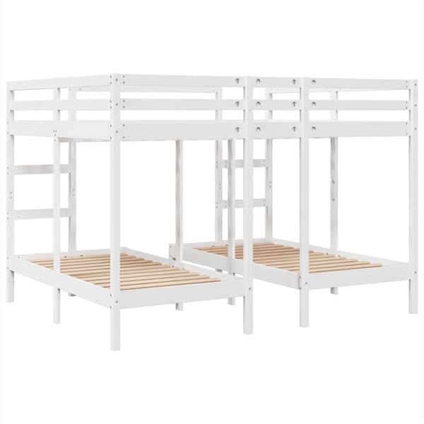 Våningssäng 3 platser vit 140x200/70x140 cm massiv furu