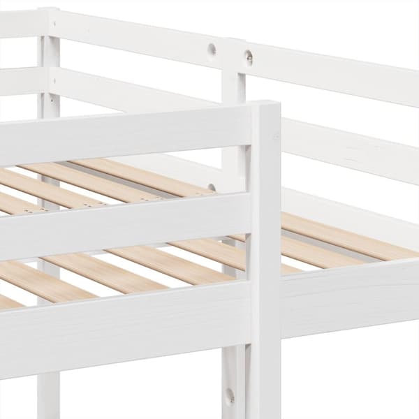 Våningssäng 3 platser vit 140x200/70x140 cm massiv furu