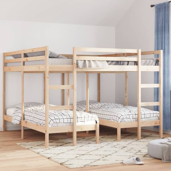 Våningssäng 3 platser 140x200/70x140 cm massiv furu