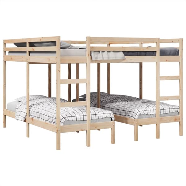 Våningssäng 3 platser 140x200/70x140 cm massiv furu