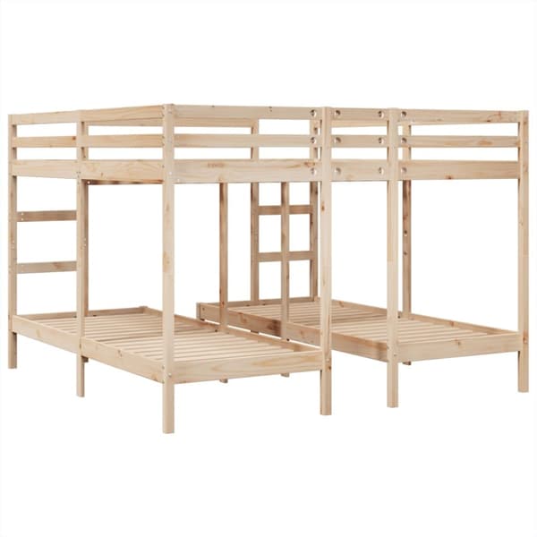 Våningssäng 3 platser 140x200/70x140 cm massiv furu