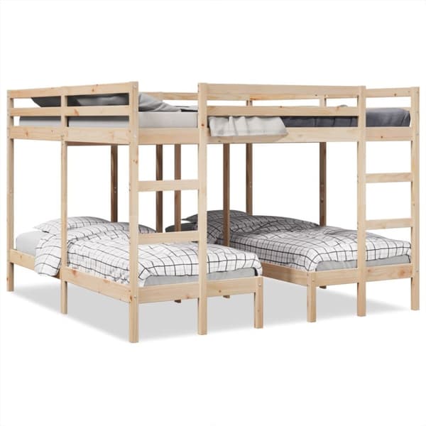Våningssäng 3 platser 140x200/70x140 cm massiv furu