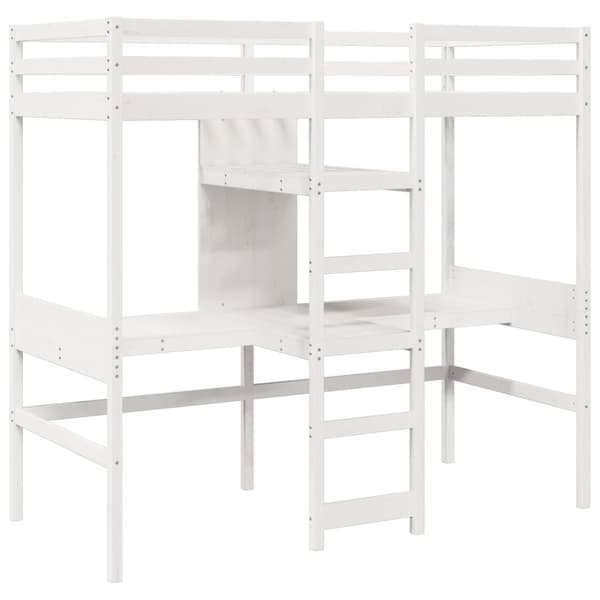 Loftsäng utan madrass vit 90x190 cm massiv furu