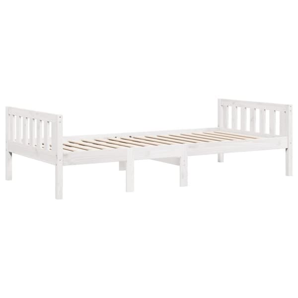 juniorseng uden madras 90x190 cm massivt fyrretræ hvid