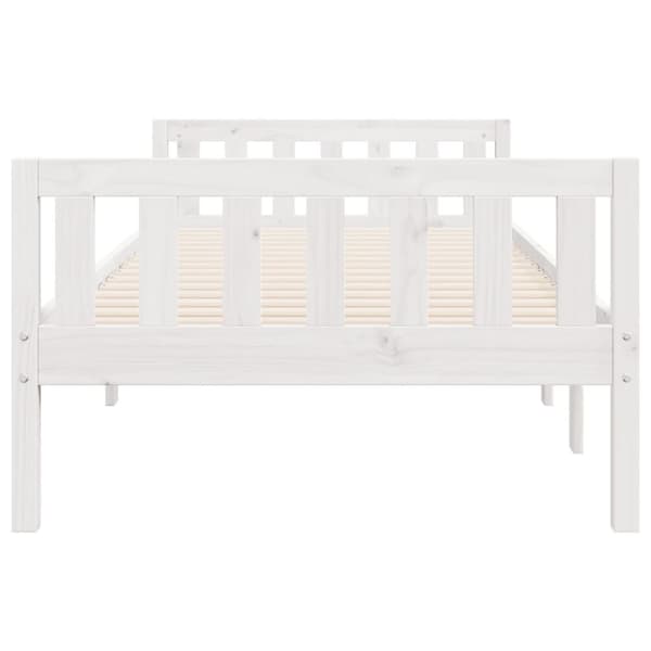 juniorseng uden madras 90x190 cm massivt fyrretræ hvid