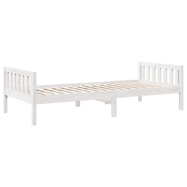 juniorseng uden madras 90x190 cm massivt fyrretræ hvid