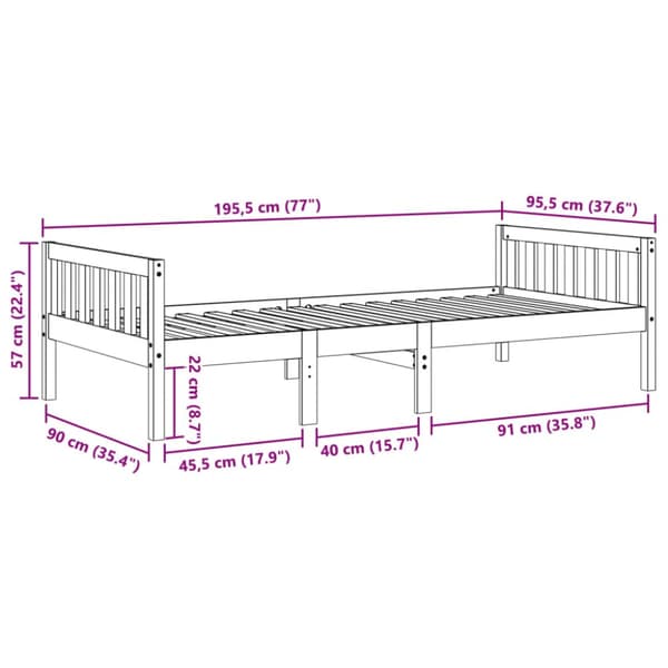 juniorseng uden madras 90x190 cm massivt fyrretræ hvid