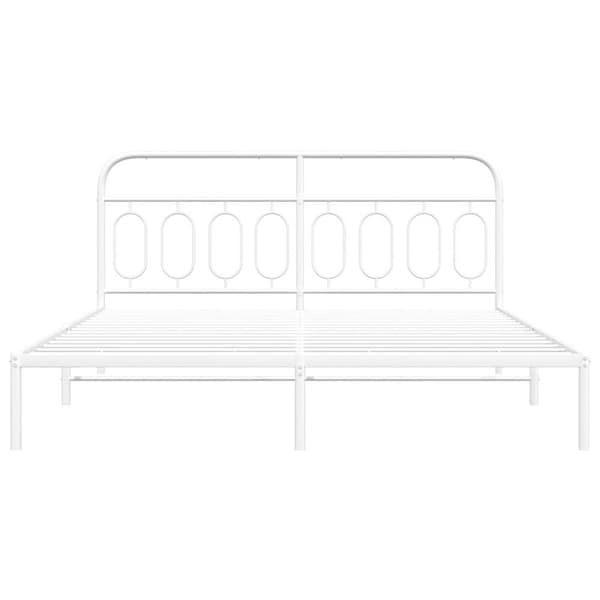 sengeramme med sengegavl 160x200 cm metal hvid