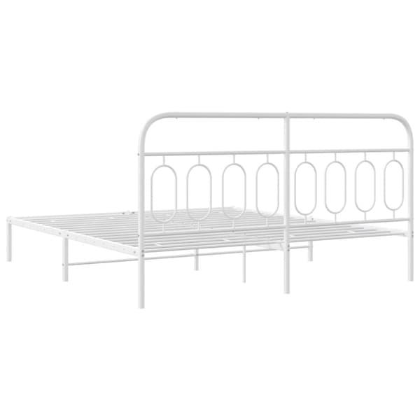 sengeramme med sengegavl 160x200 cm metal hvid
