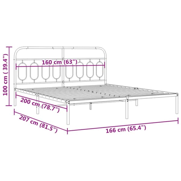 sengeramme med sengegavl 160x200 cm metal hvid