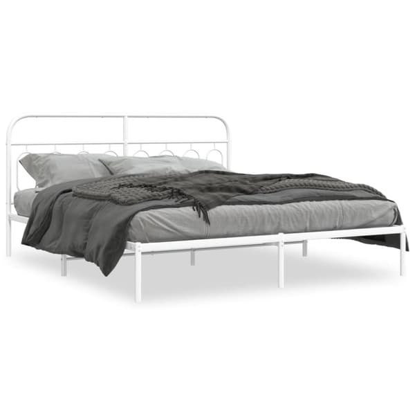 sengeramme med sengegavl 160x200 cm metal hvid