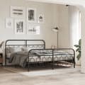 Miniatyrbillede 3 af 8: sengeramme med sengegavl og fodgærde 193x203 cm metal sort