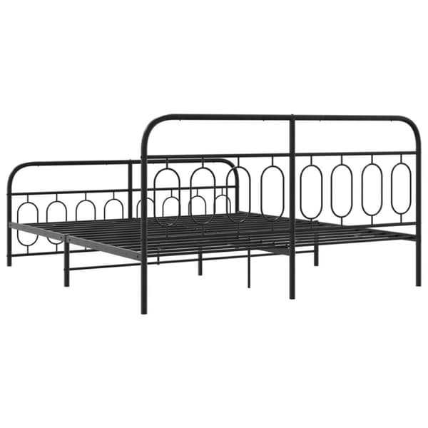 sengeramme med sengegavl og fodgærde 193x203 cm metal sort