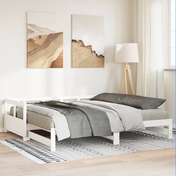 daybed uden madras 90x200 cm massivt fyrretræ hvid
