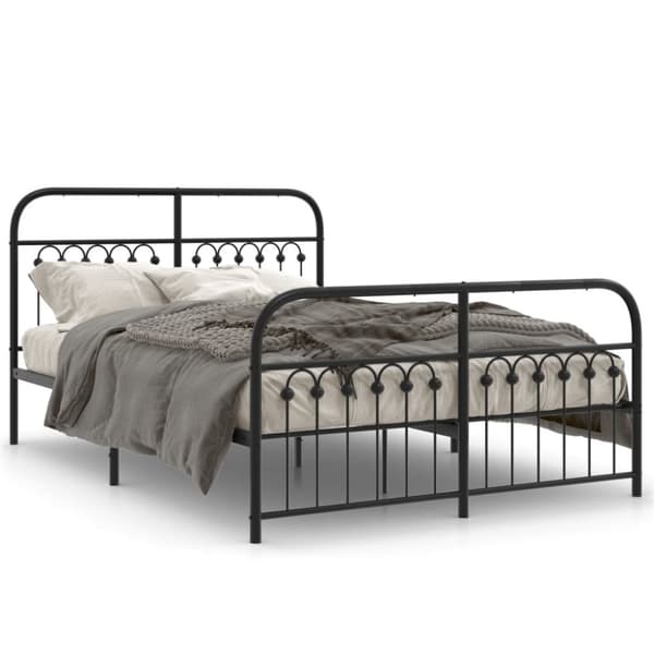sengeramme med sengegavl og fodgærde 137x190 cm metal sort