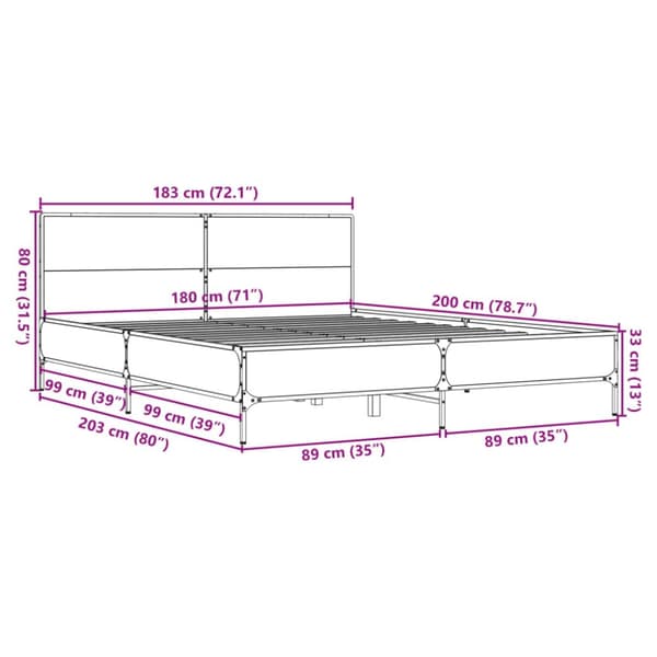 sengestel 180x200 cm konstrueret træ og metal sort