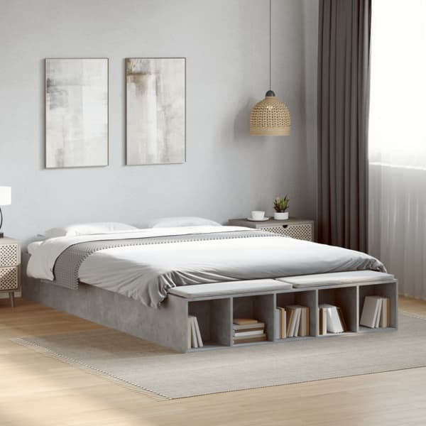 sengestel 150x200 cm konstrueret træ betongrå