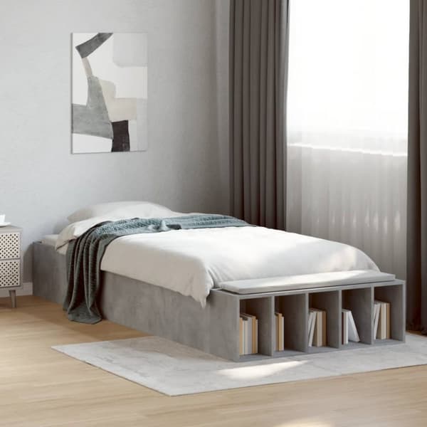 sengeramme 90x200 cm konstrueret træ betongrå