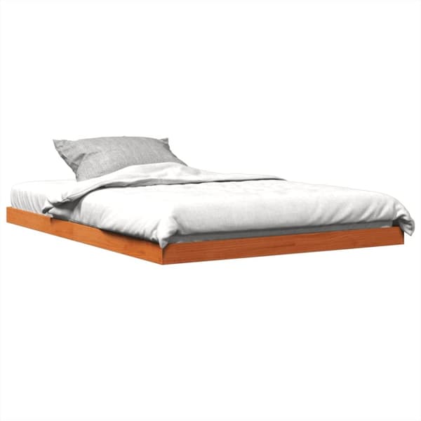 sengeramme 135x190 cm massivt fyrretræ brun