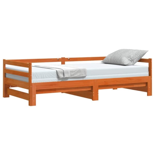 Dagbädd med extrasäng vaxad brun 90x190 cm massiv furu