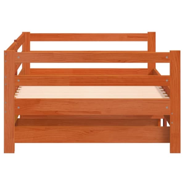 Dagbädd med extrasäng vaxad brun 90x190 cm massiv furu
