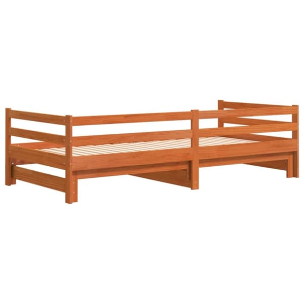 Dagbädd med extrasäng vaxad brun 90x190 cm massiv furu